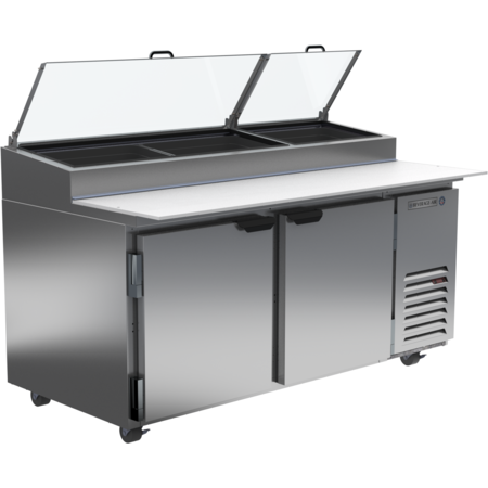 BEVERAGE-AIR Refrigerated Pizza Prep Table, Two Door, 67", Stainless Steel DP67HC